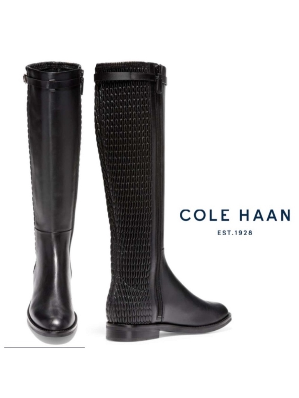 NIB Cole Haan Black Women's Knee-High Leather Riding Boots